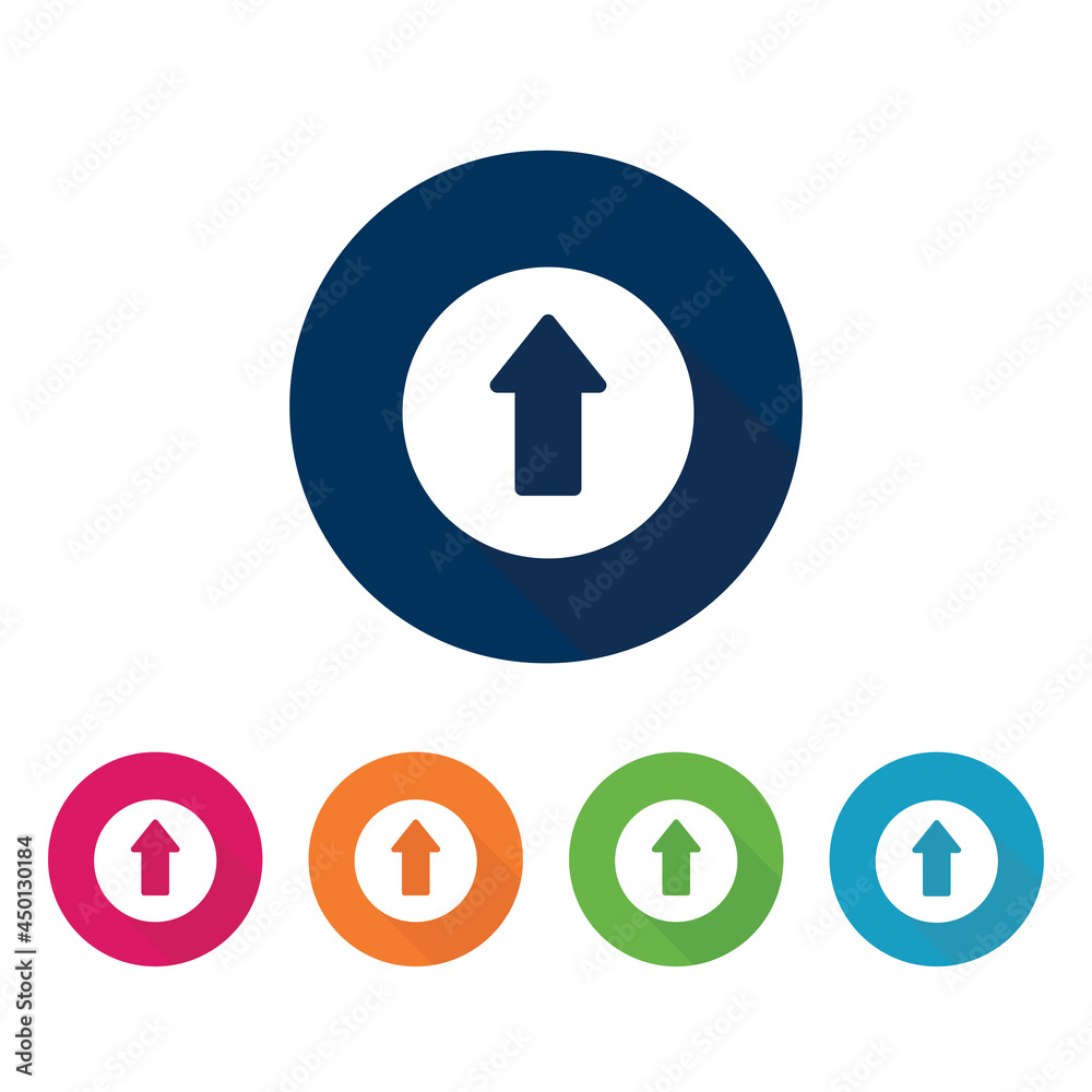 Set of 5 round buttons with upload icon. Set of 5 round buttons with upload icon.
