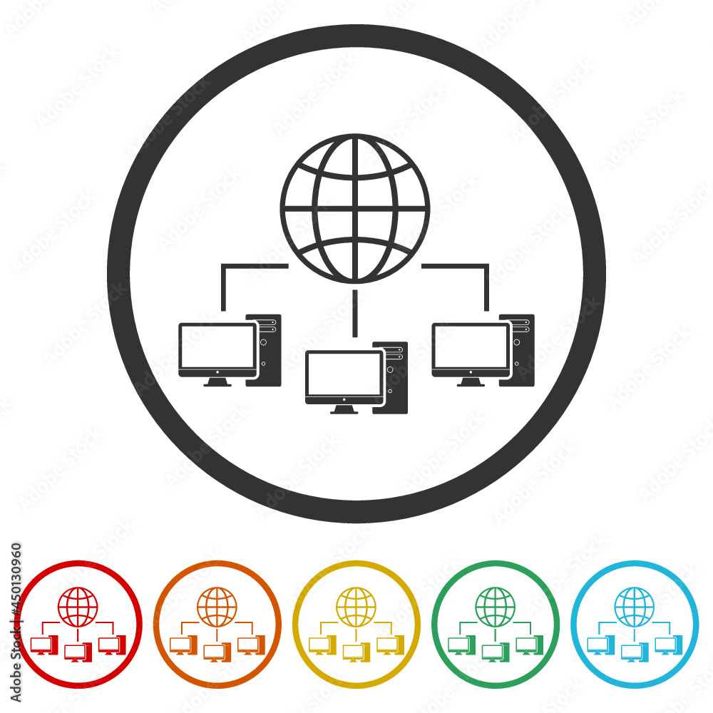 Computer networking ring icon isolated on white background Computer networking ring icon isolated on white background