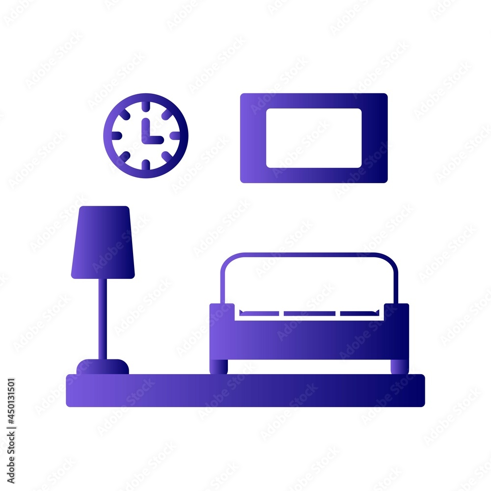 Obraz premium Living Room Glyph Gradient Linear Vector Icon Design