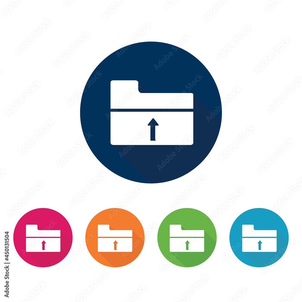 Set of rounded circle buttons with upload icon. Vector illustration. Set of rounded circle buttons with upload icon. Vector illustration.