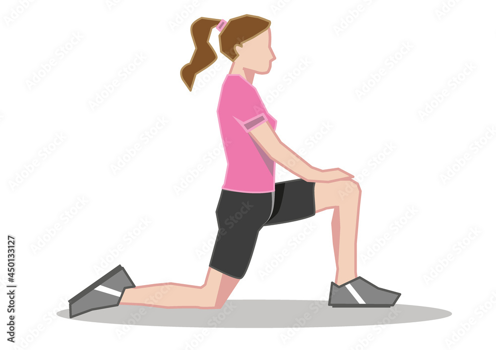 woman doing stretching exercise - vector illustration