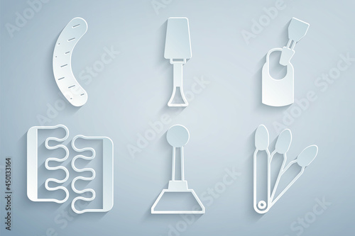 Set Milling cutter for manicure, Toe separator pedicure, False nails, Nail polish and file icon. Vector