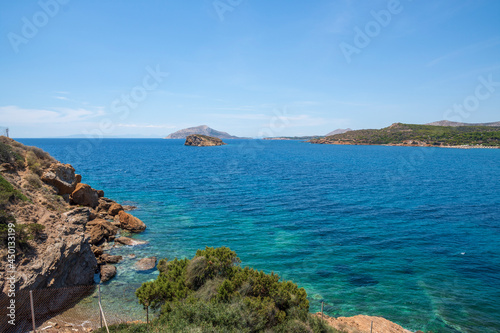 Fototapeta Naklejka Na Ścianę i Meble -  Transparent sea on a stretch of coast in Athens Greece
