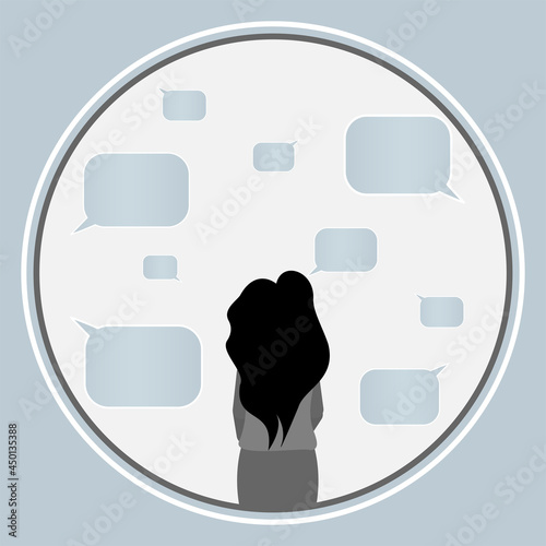 Different opinion in society. Bubbles for opinions. Vector illustration.