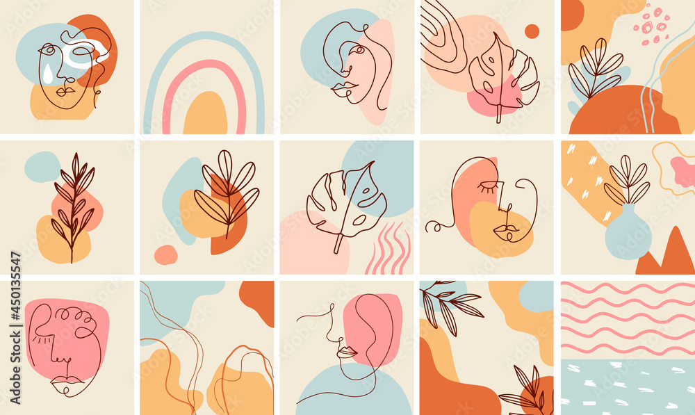 Set of vector abstract backgrounds. Trendy hand-drawn backgrounds in pastel colors. Set of vector abstract backgrounds. Trendy hand-drawn backgrounds in pastel colors.