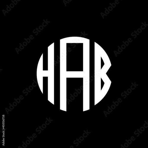 HAB letter logo design. HAB modern letter logo with black background. HAB creative  letter logo. simple and modern letter HAB logo template, HAB circle letter logo design with circle shape. HAB    photo