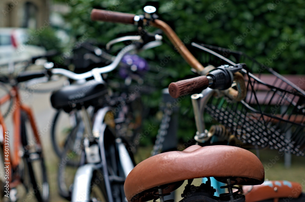 different parts of bicycles taken in close-up