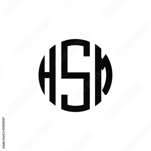 HSM letter logo design. HSM modern letter logo with black background. HSM creative  letter logo. simple and modern letter HSM logo template, HSM circle letter logo design with circle shape. HSM   photo