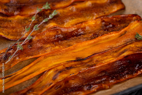 Plant based vegetarian bacon from carrot
