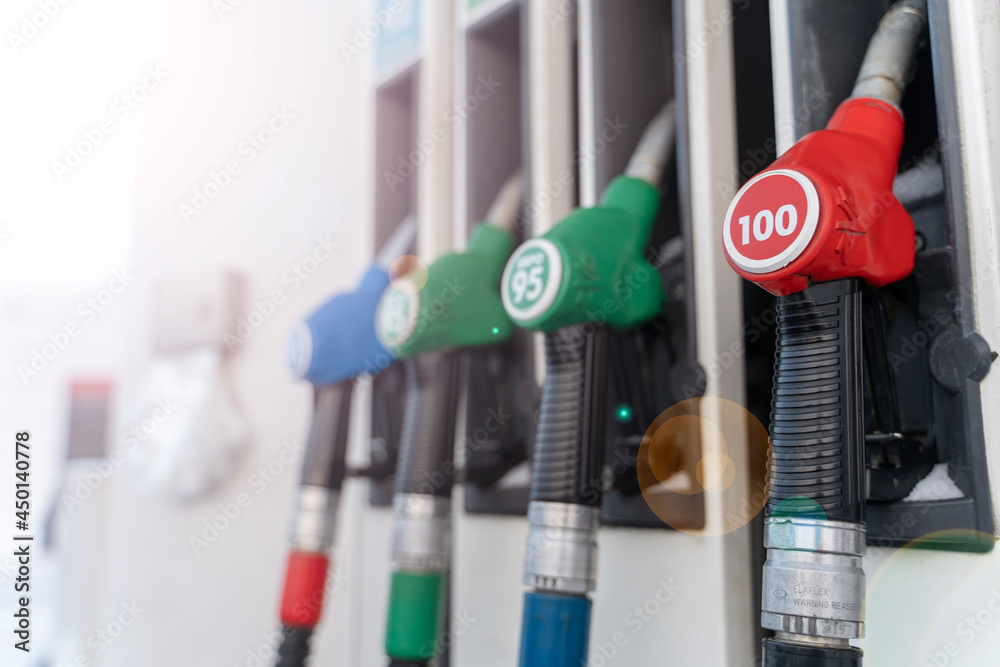fuel dispensing nozzles at the gas station fuel dispensing nozzles at the gas station