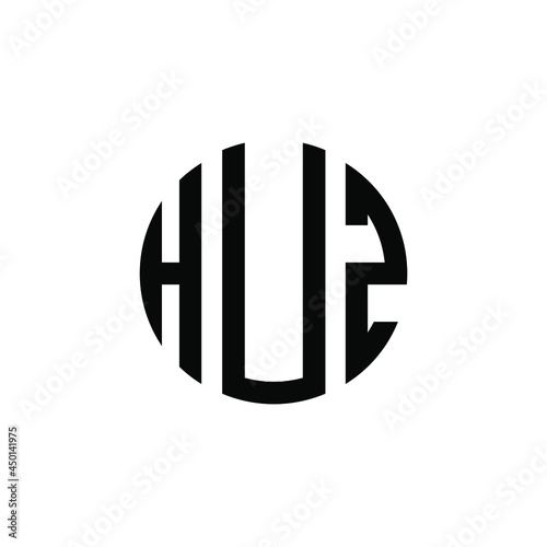 HUZ letter logo design. HUZ modern letter logo with black background. HUZ creative  letter logo. simple and modern letter HUZ logo template, HUZ circle letter logo design with circle shape. HUZ   photo