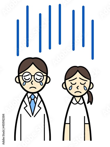 sad doctor and nurse crying