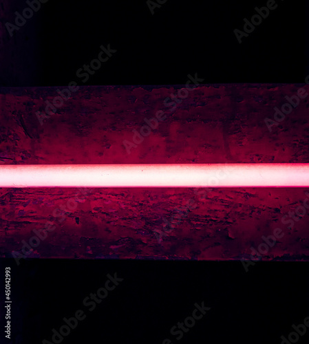 Close-up of a neon tube, neon light detail.