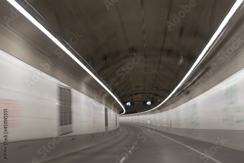 underground tunnel with road tunnel of motion car with light trails, road. © be free