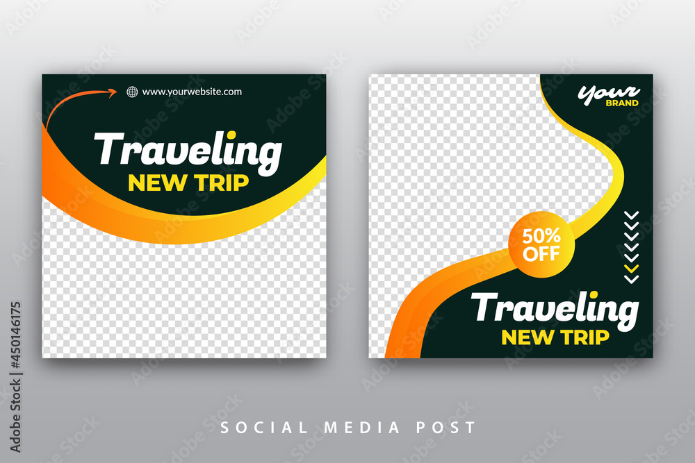 Traveling social media post design template
