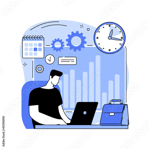 Time and attendance tracking system abstract concept vector illustration.