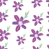 Lilies seamless pattern on white background