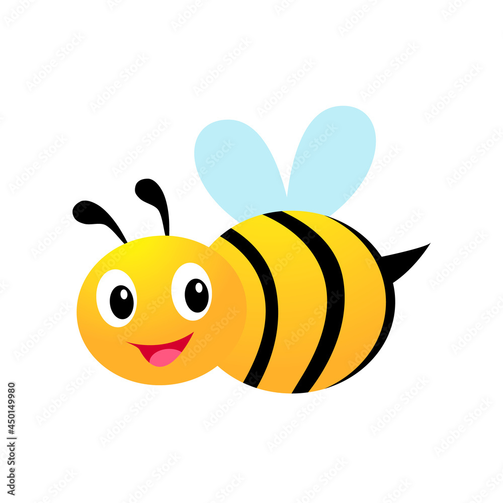 Bee icon isolated on white background. Honey flying bee. Flat style vector illustration. Bee icon isolated on white background. Honey flying bee. Flat style vector illustration.