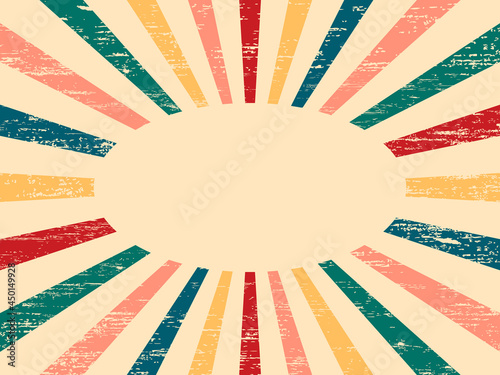 Sunburst abstract retro background with Grunge texture and place for your text. Vector illustration.