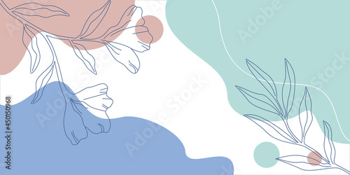 abstract tropical leaf with color shape isolated on beige background