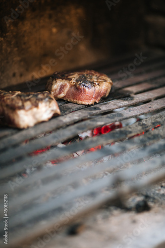 Steaks on barbecue 