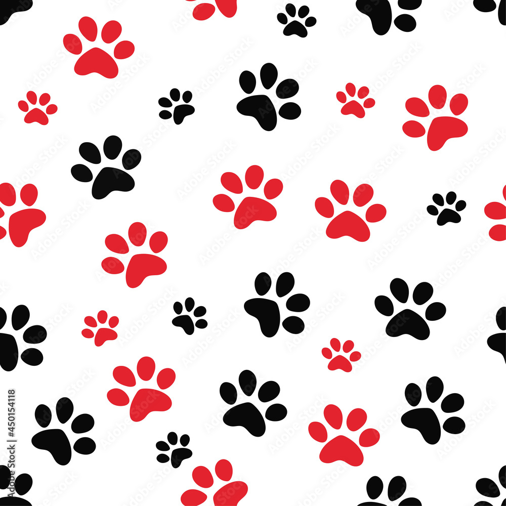 Fototapeta premium Seamless pattern of cat footprints