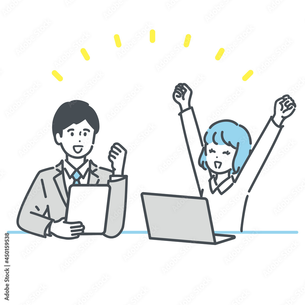 打ち合わせ中に大喜びをするビジネスパーソンのイラスト素材 Stock Vector Adobe Stock