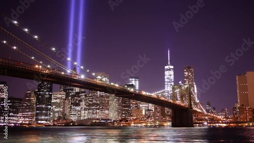 brooklyn bridge memorial day night light panorama 4k timelapse from new york photo