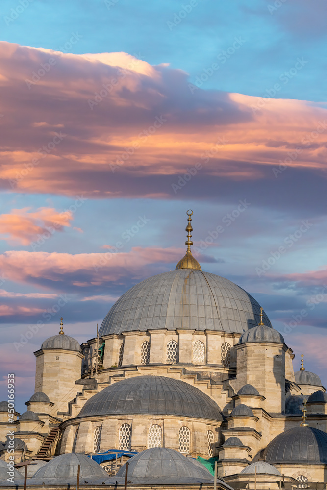 Turkey Istanbul  Eminem
the roof top of the new mosque at sunset . One of the most touristic visited places in Istanbul.