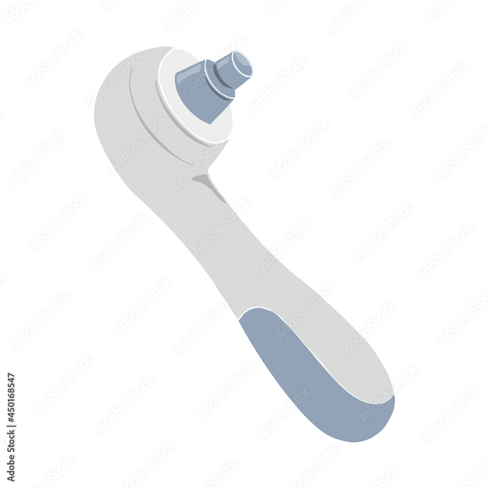 Vacuum skin cleanser tool, electronic device for blackhead removing, pore cleaner, sebum extractor, vector illustration isolated on white background Vacuum skin cleanser tool, electronic device for blackhead removing, pore cleaner, sebum extractor, vector illustration isolated on white background