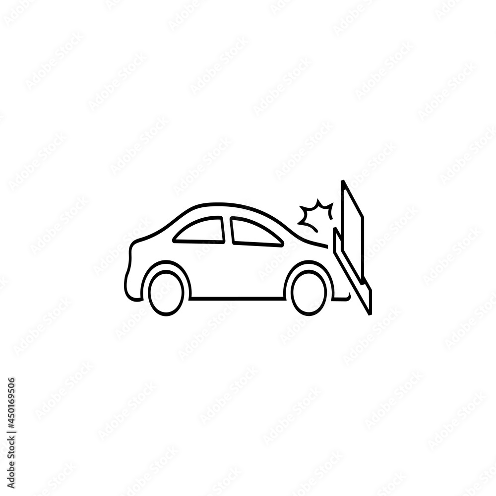 car accident with wall icon