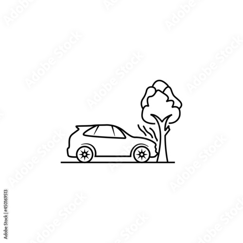 car accident with tree icon