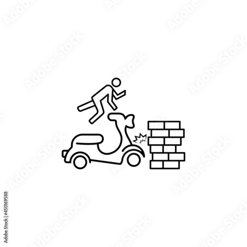 motorcycle and wall accident icon