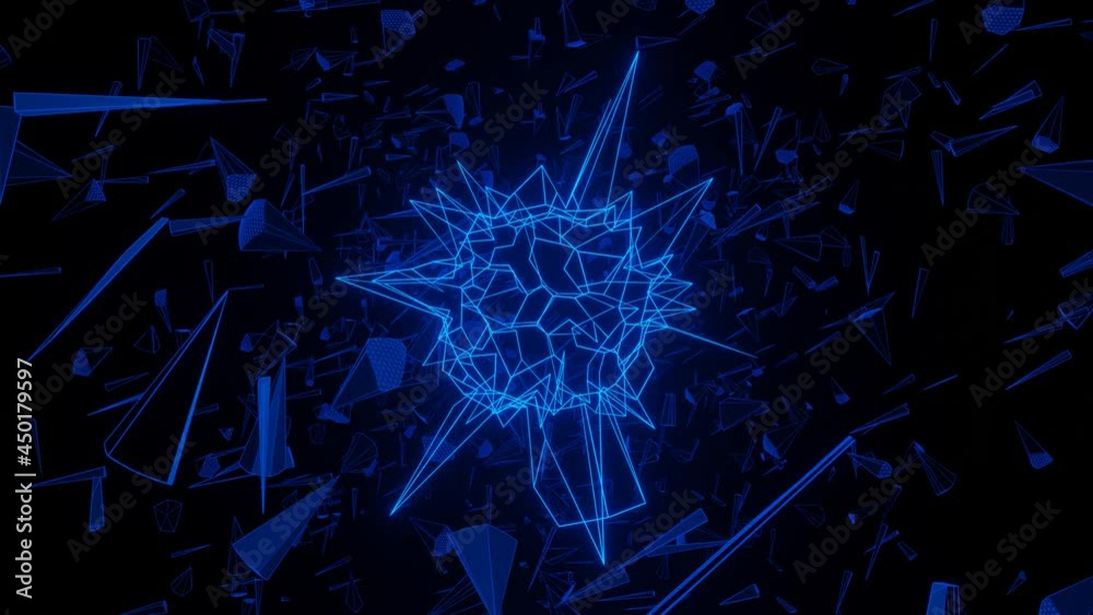 Vidéo Stock Animated background. Pulsating neon sphere of blue light