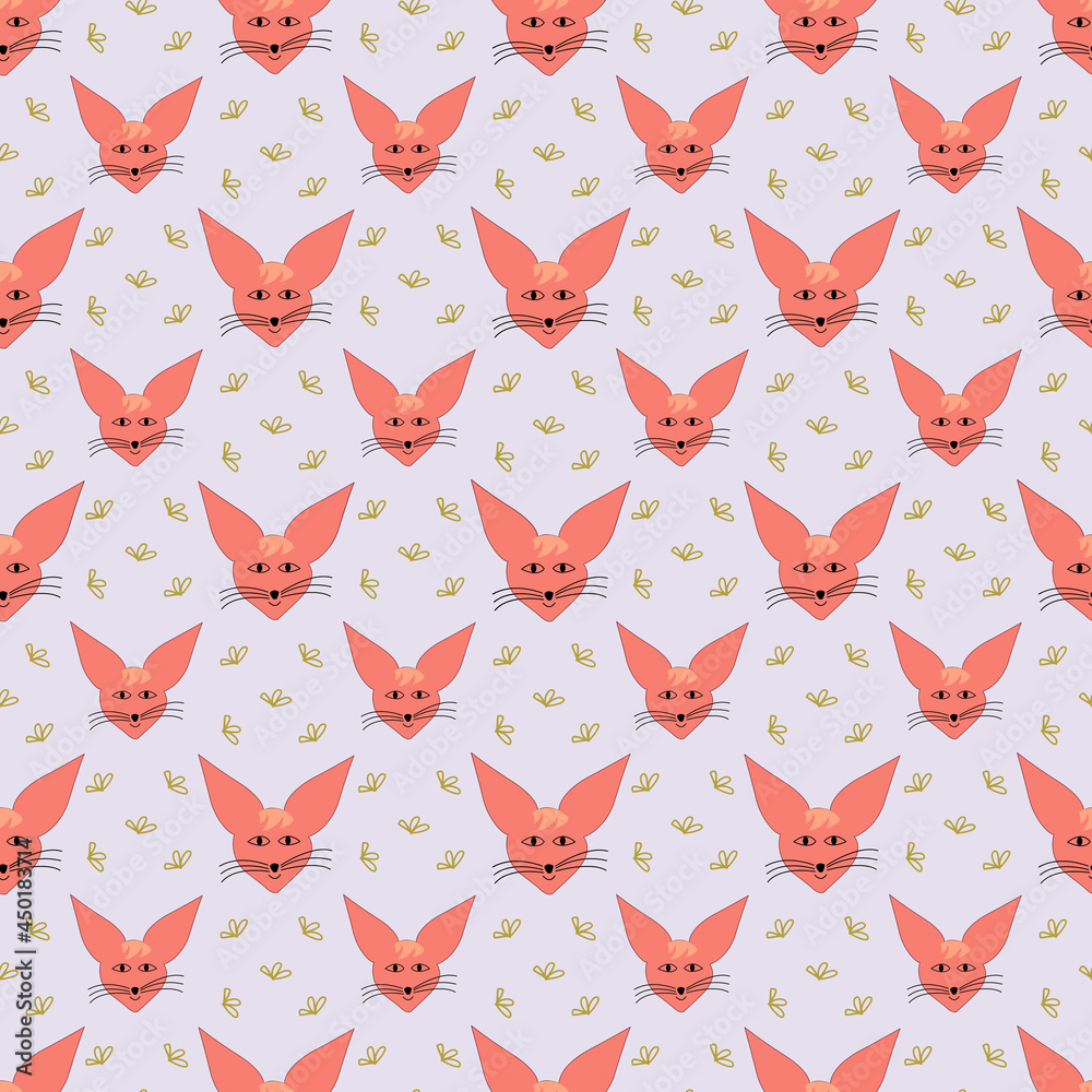 Seamless pattern with cute faces fenech's. Digital illustration for children's prints, posters, fabrics, clothes, wallpaper Seamless pattern with cute faces fenech's. Digital illustration for children's prints, posters, fabrics, clothes, wallpaper