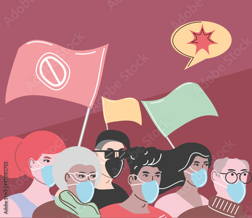activists protesting with masks