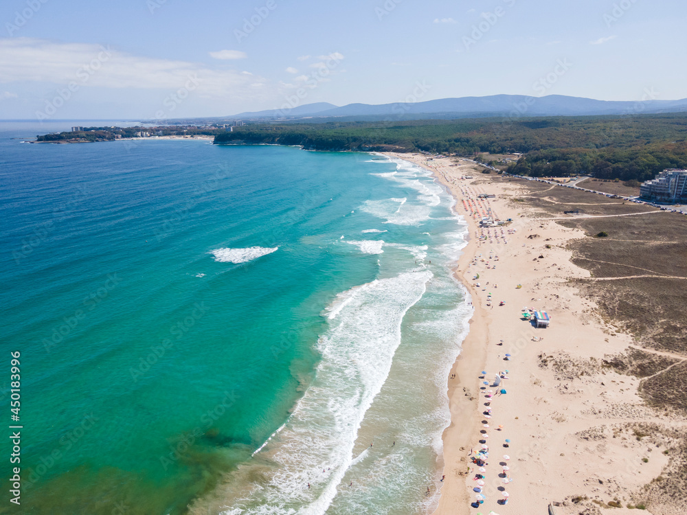 Aerial view of South Beach of Primorsko, Bulgaria