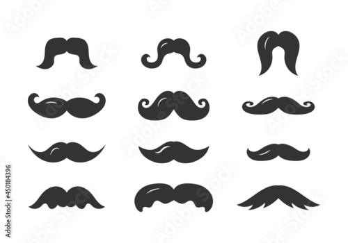 Set of male mustache in flat design.
