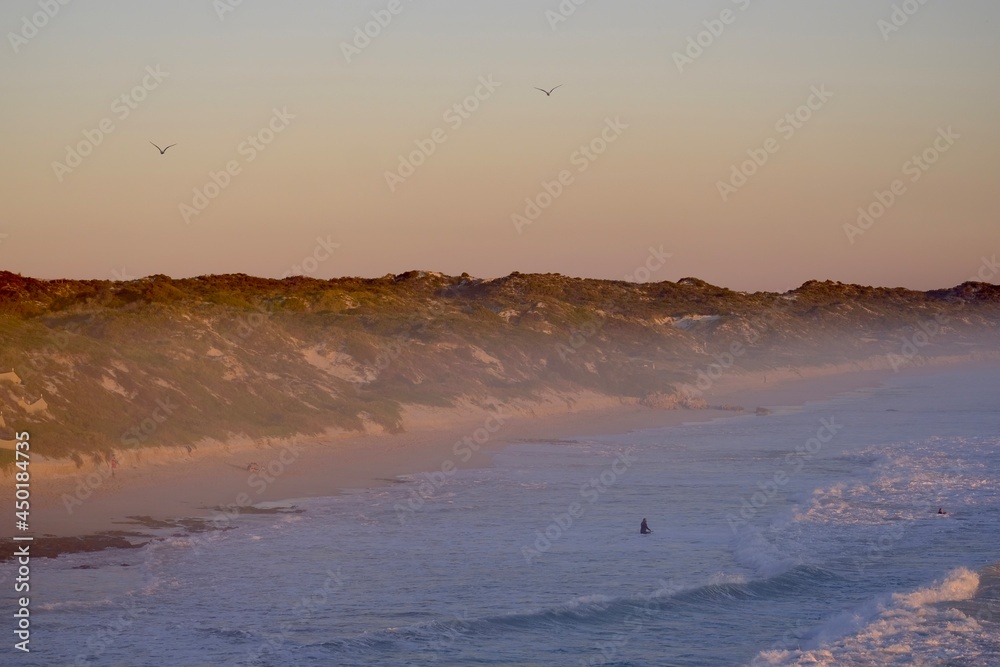 Hazy sunset on the beach