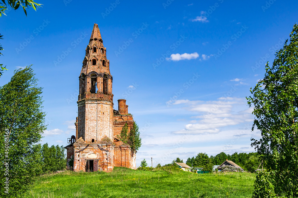landscape abandoned orthodox church