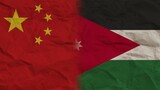 Jordan and China Flags Together, Crumpled Paper Effect Background 3D Illustration