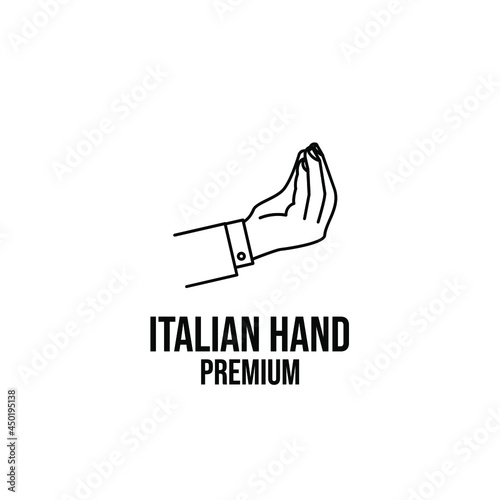 italian pinecone hand gesture line logo icon design vector illustration