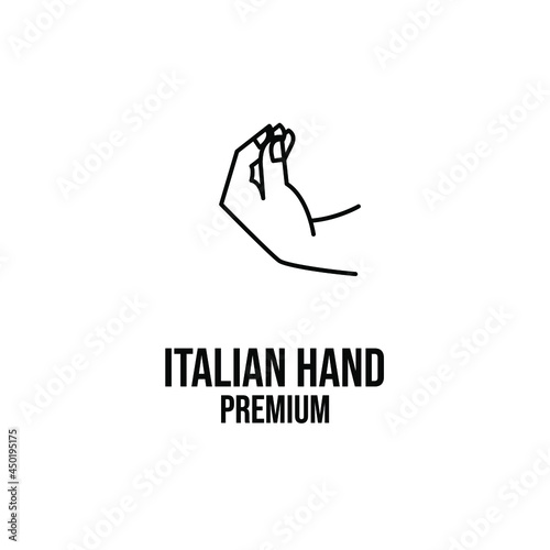 italian pinecone hand gesture line logo icon design vector illustration