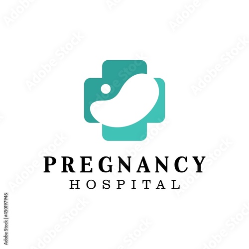 Clean and soft logo about cross, amniotic fluid and medical. EPS 10, Vector.