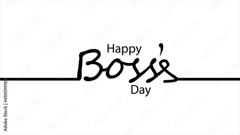Linear calligraphy for happy boss day, art video illustration. Linear calligraphy for happy boss day, art video illustration.
