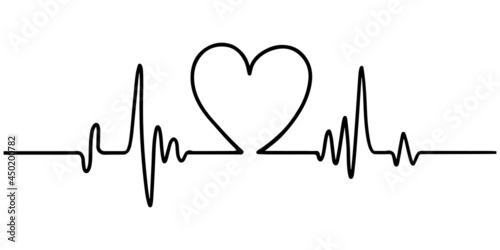 hand drawn heart with heartbeat Isolated on white background. Vector illustration photo