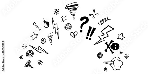 Hand drawn doodle Swearing isolated on white background . set elements, for concept design. vector illustration. photo