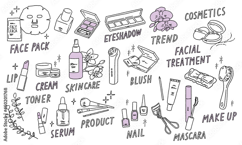 Makeup Tools Motifs Vector Illustrations おしゃれ 化粧道具ベクターイラスト一式セット Stock Vector Adobe Stock
