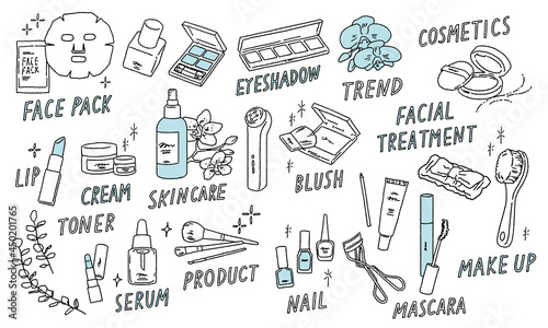 Makeup tools motifs vector illustrations. おしゃれ・化粧道具ベクターイラスト一式セット