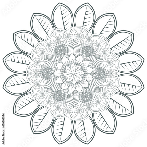 Coloring Book for adults. Hand drawn flowers in zentangle style for t-shirt design or tattoo and coloring book